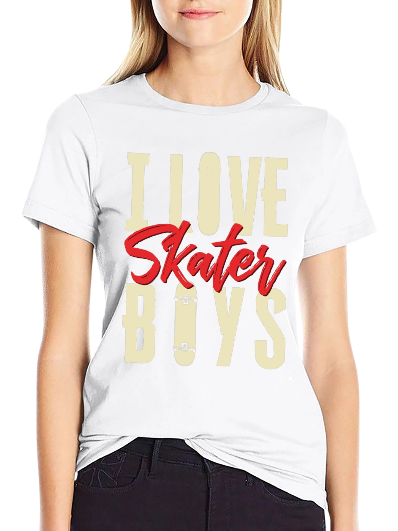 Camiseta Negra I Love Skater Boys para Hombre