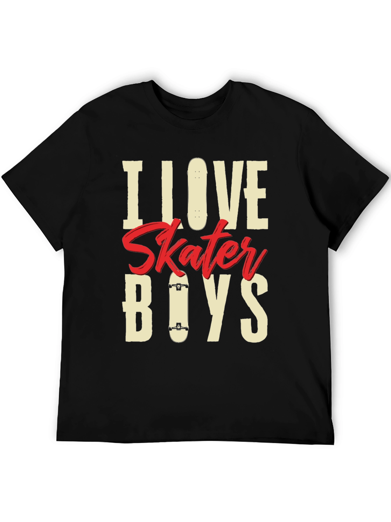 Camiseta Negra I Love Skater Boys para Hombre