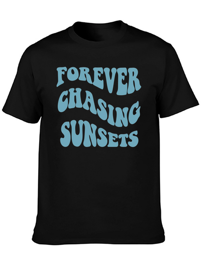 Camiseta Negra Forever Chasing Sunsets Casual