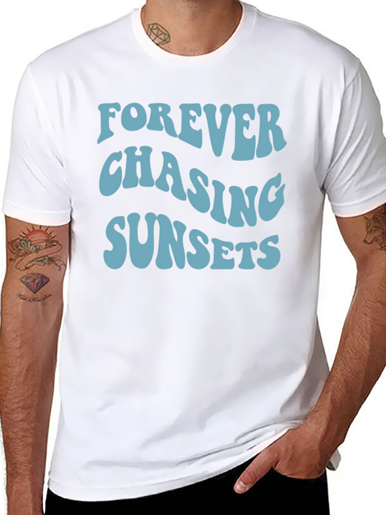 Camiseta Negra Forever Chasing Sunsets Casual