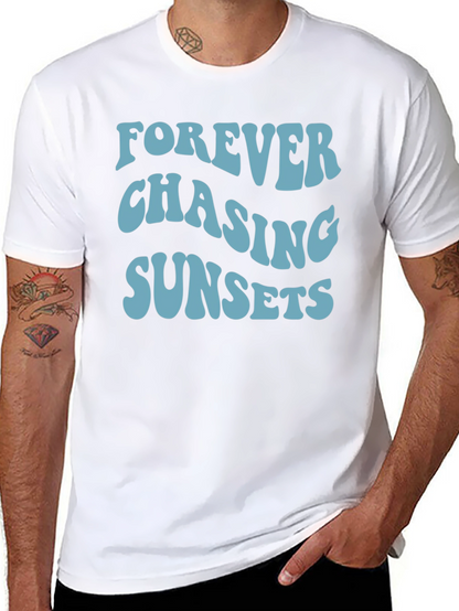 Camiseta Negra Forever Chasing Sunsets Casual