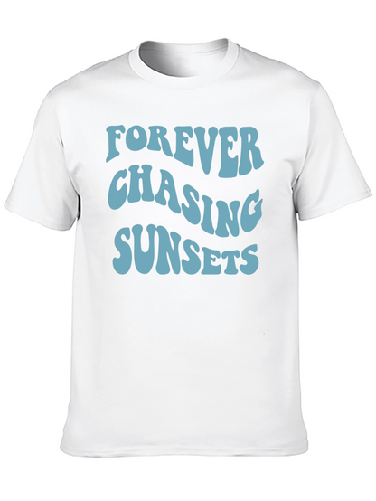Camiseta Negra Forever Chasing Sunsets Casual