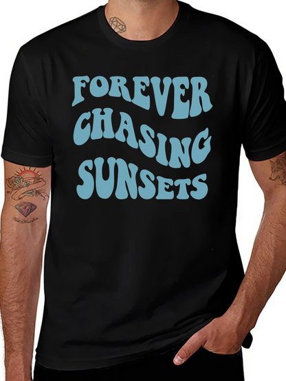 Camiseta Negra Forever Chasing Sunsets Casual