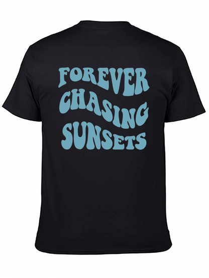 Camiseta Negra Forever Chasing Sunsets Casual