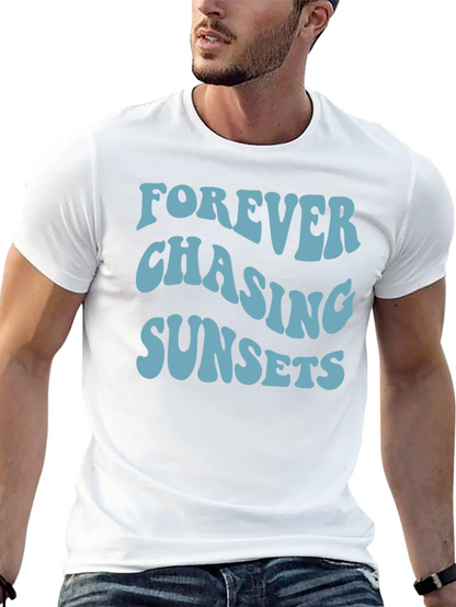 Camiseta Negra Forever Chasing Sunsets Casual