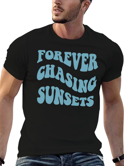 Camiseta Negra Forever Chasing Sunsets Casual