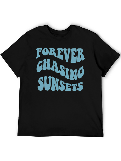 Camiseta Negra Forever Chasing Sunsets Casual