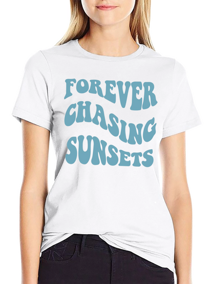 Camiseta Negra Forever Chasing Sunsets Casual