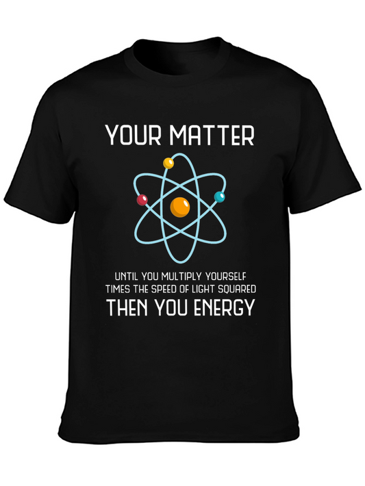 Camiseta Negra con Diseño de Física - Materia y Energía