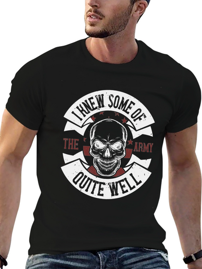 Camiseta Negra Estampada Cráneo Militar