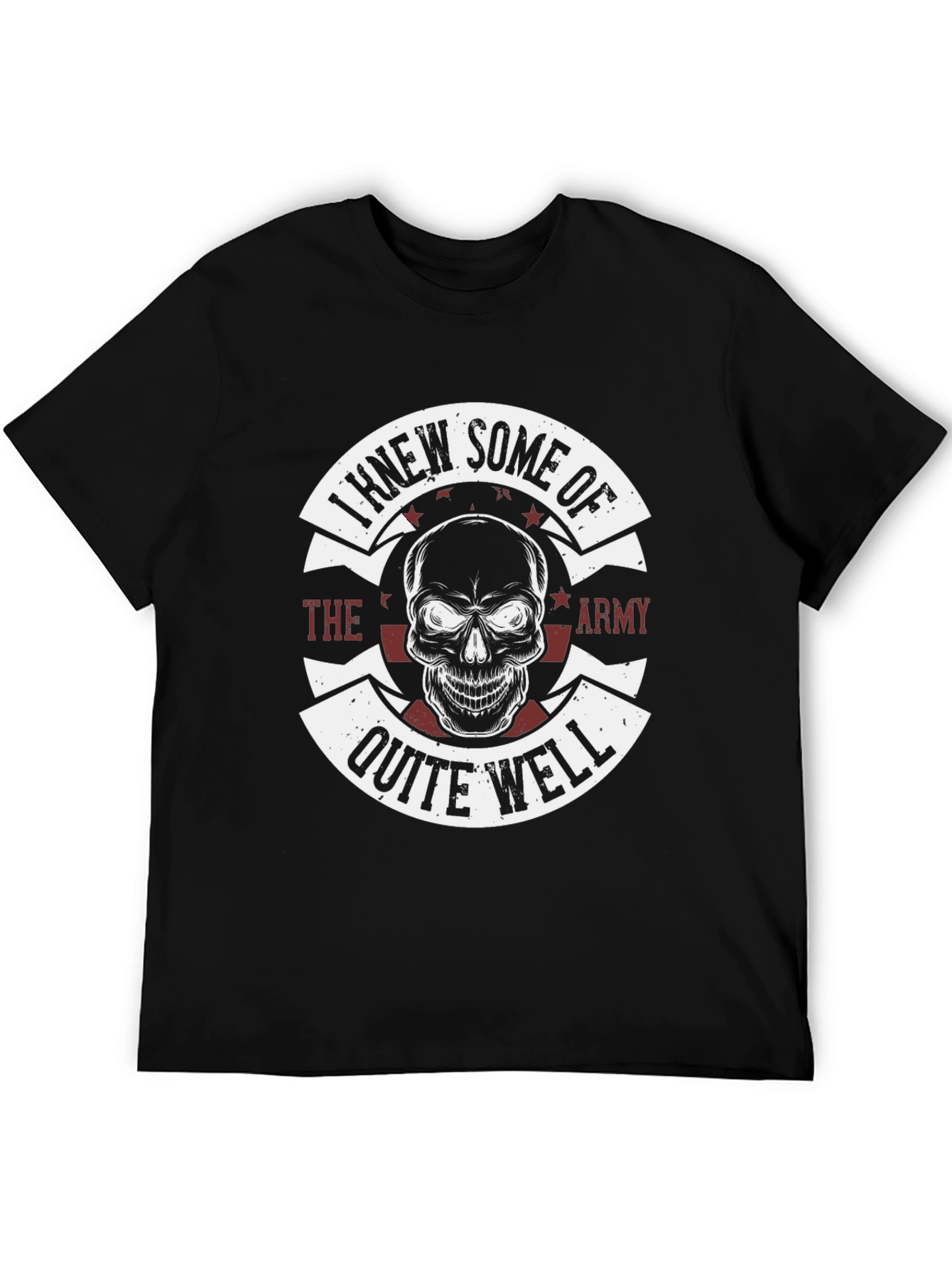 Camiseta Negra Estampada Cráneo Militar