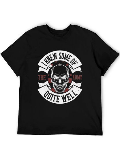 Camiseta Negra Estampada Cráneo Militar