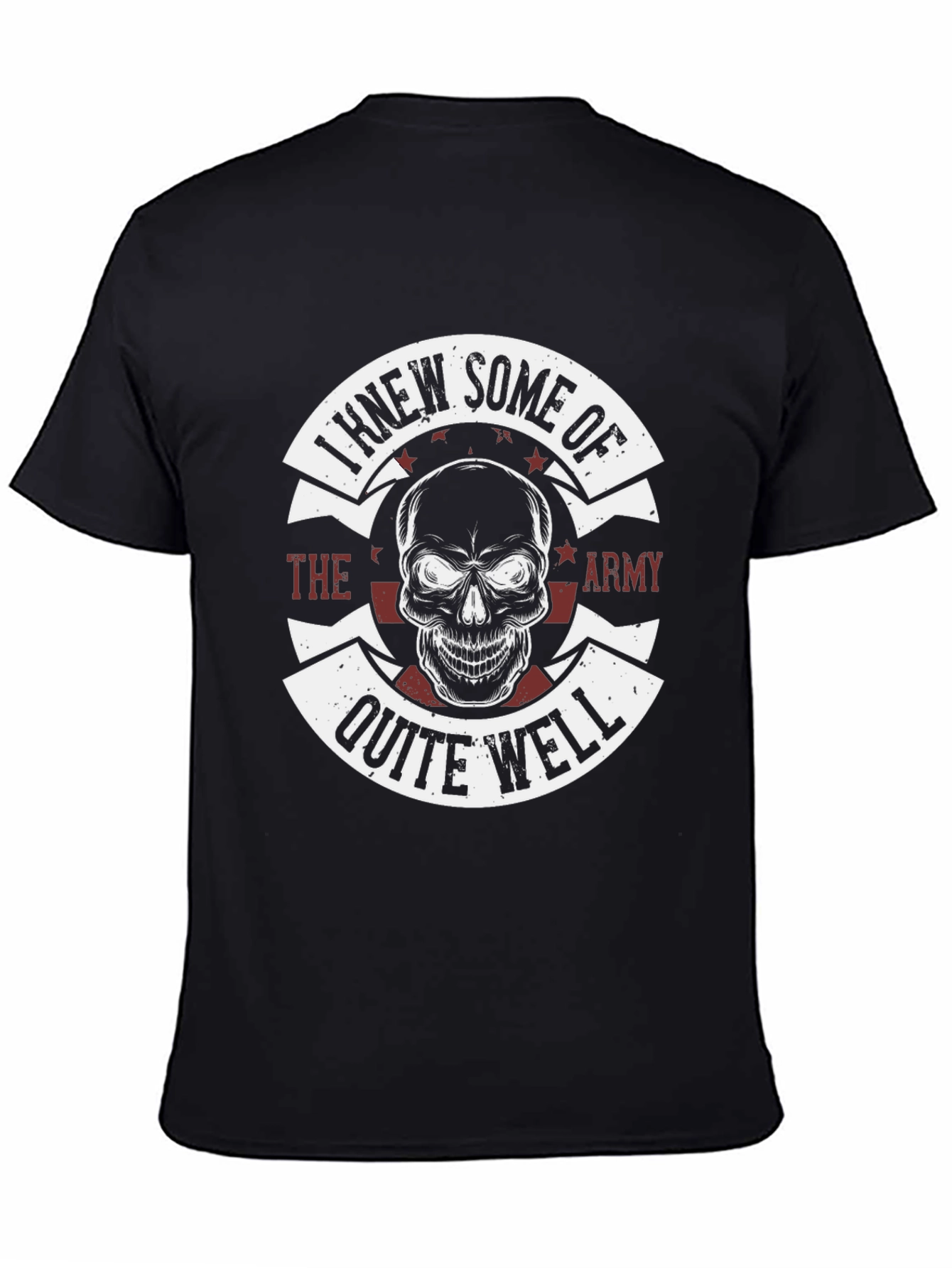 Camiseta Negra Estampada Cráneo Militar