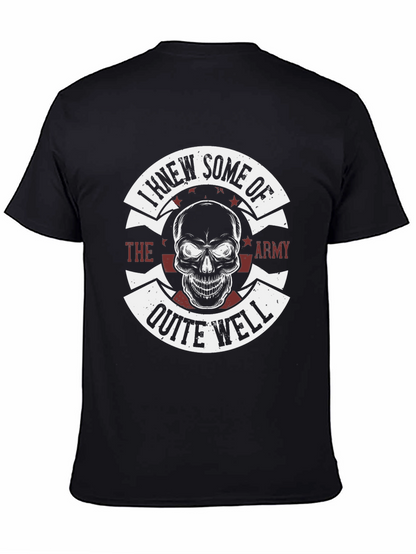 Camiseta Negra Estampada Cráneo Militar