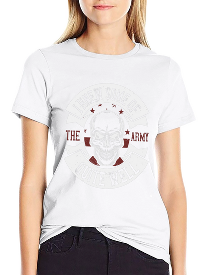 Camiseta Negra Estampada Cráneo Militar