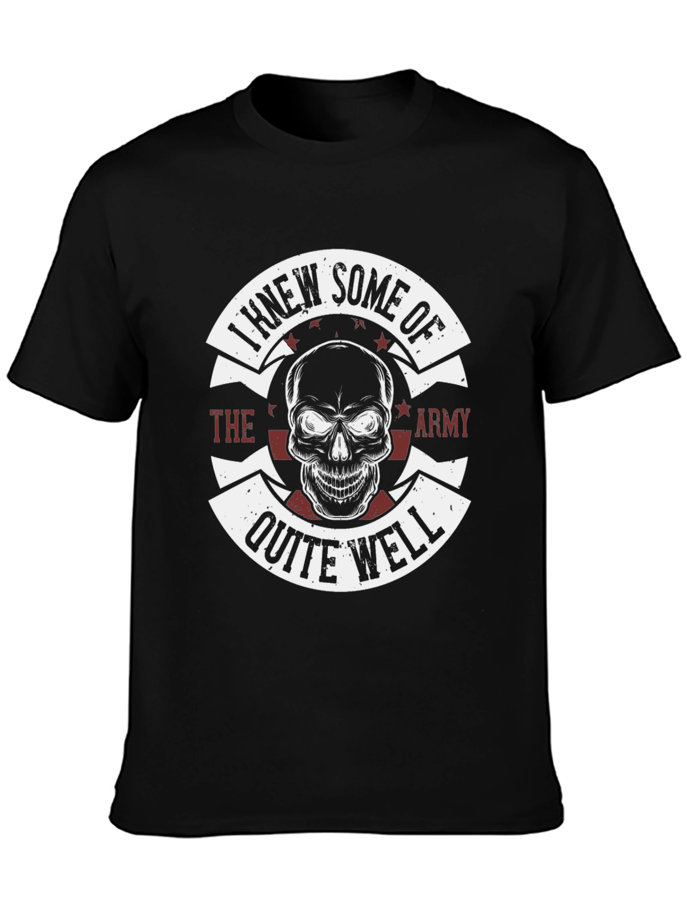 Camiseta Negra Estampada Cráneo Militar