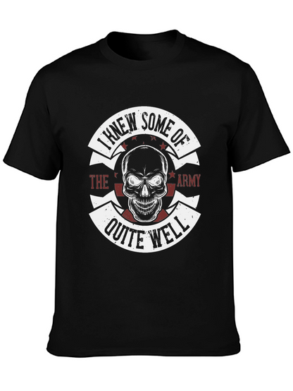 Camiseta Negra Estampada Cráneo Militar