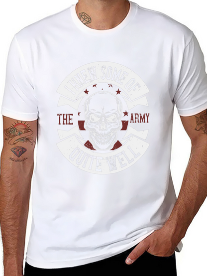 Camiseta Negra Estampada Cráneo Militar