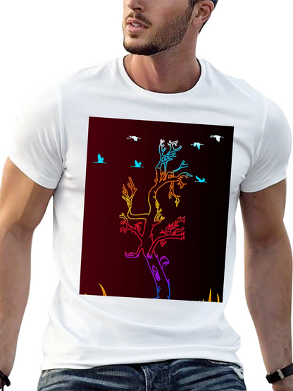 Camiseta Negra con Diseño de Árbol Neon
