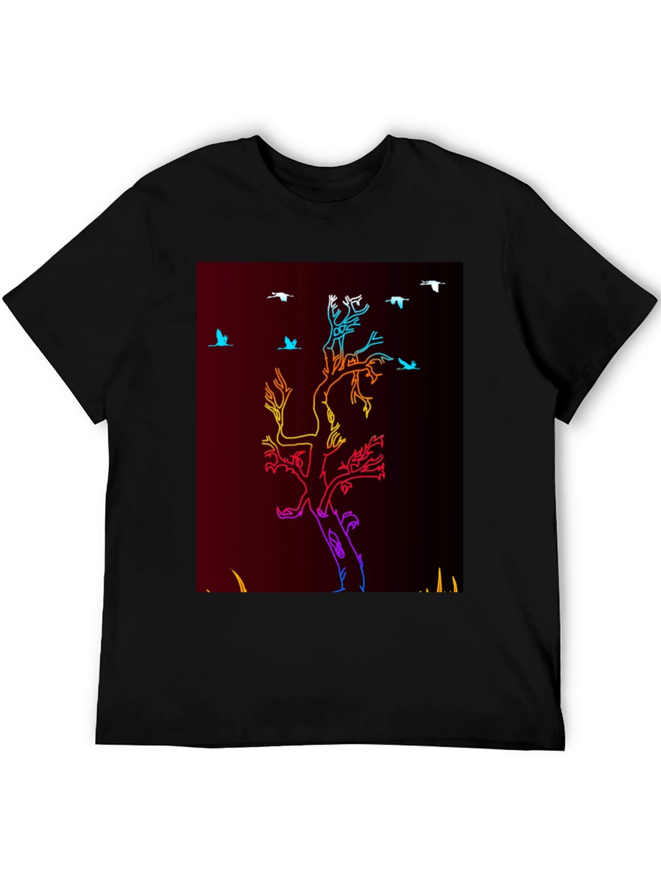 Camiseta Negra con Diseño de Árbol Neon