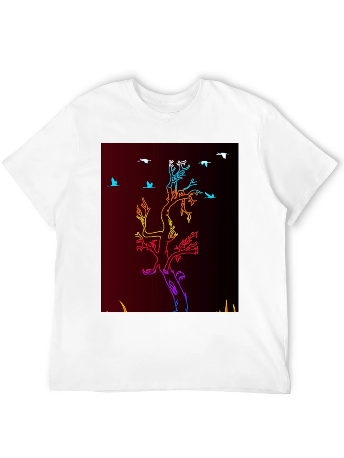 Camiseta Negra con Diseño de Árbol Neon