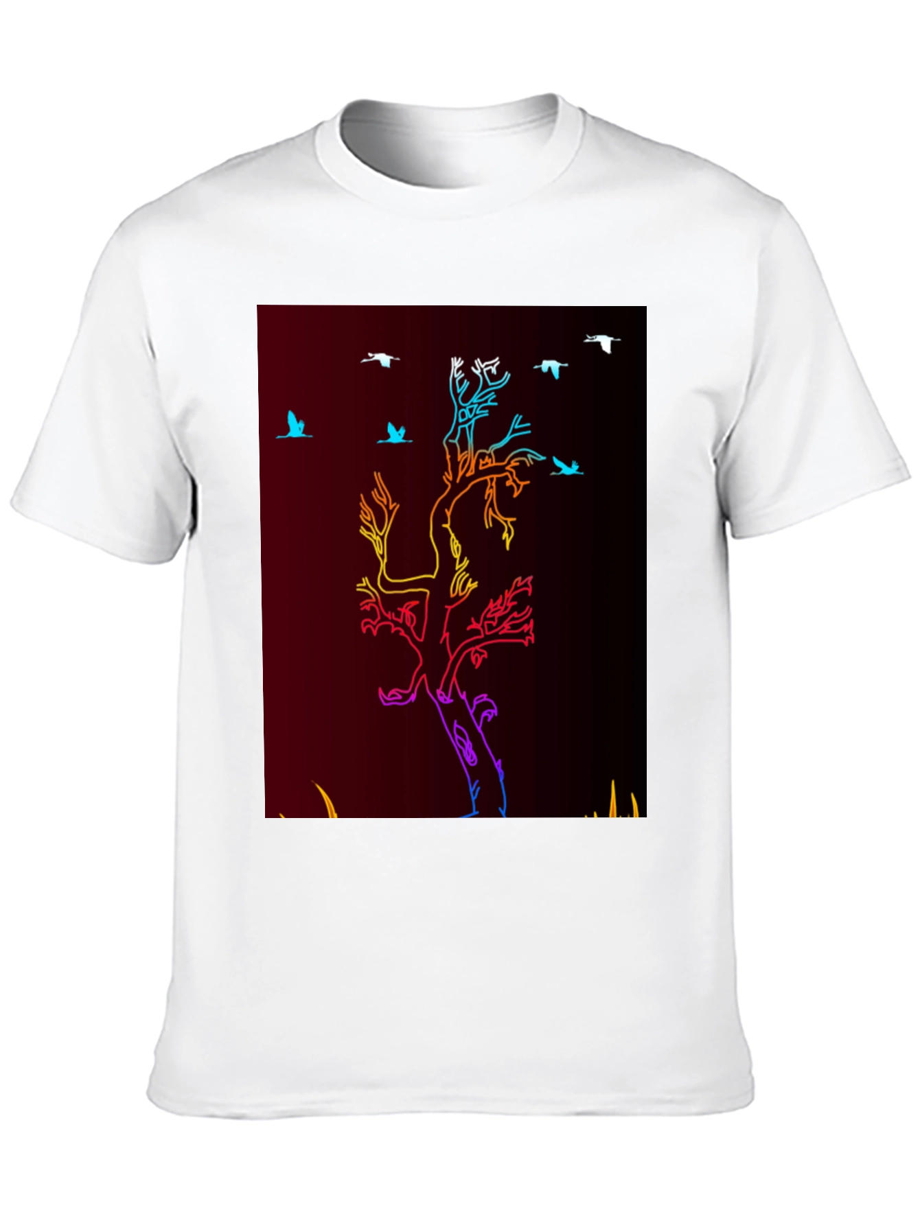 Camiseta Negra con Diseño de Árbol Neon