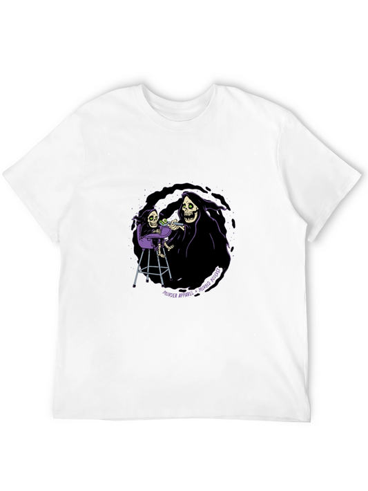 Camiseta Negra Unisex con Diseño de Parca y Bebé Esqueleto