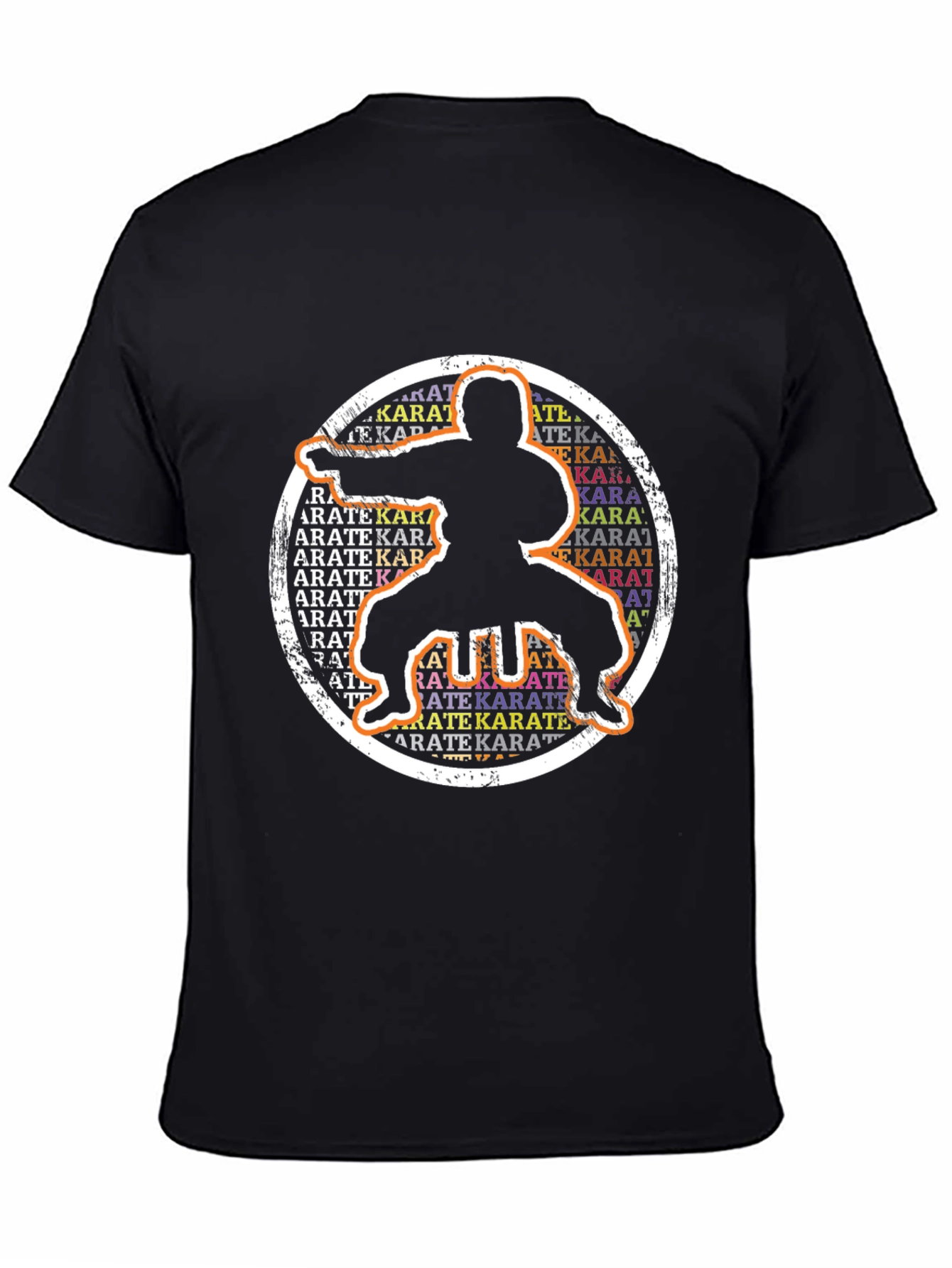 Camiseta Negra Karate Silueta Circular