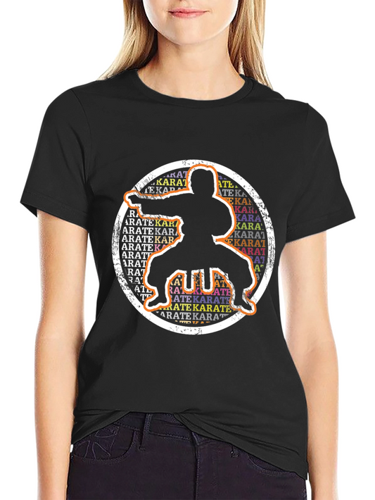 Camiseta Negra Karate Silueta Circular