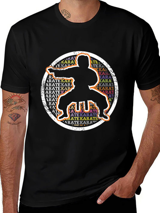 Camiseta Negra Karate Silueta Circular