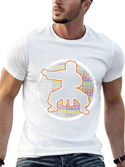 Camiseta Negra Karate Silueta Circular