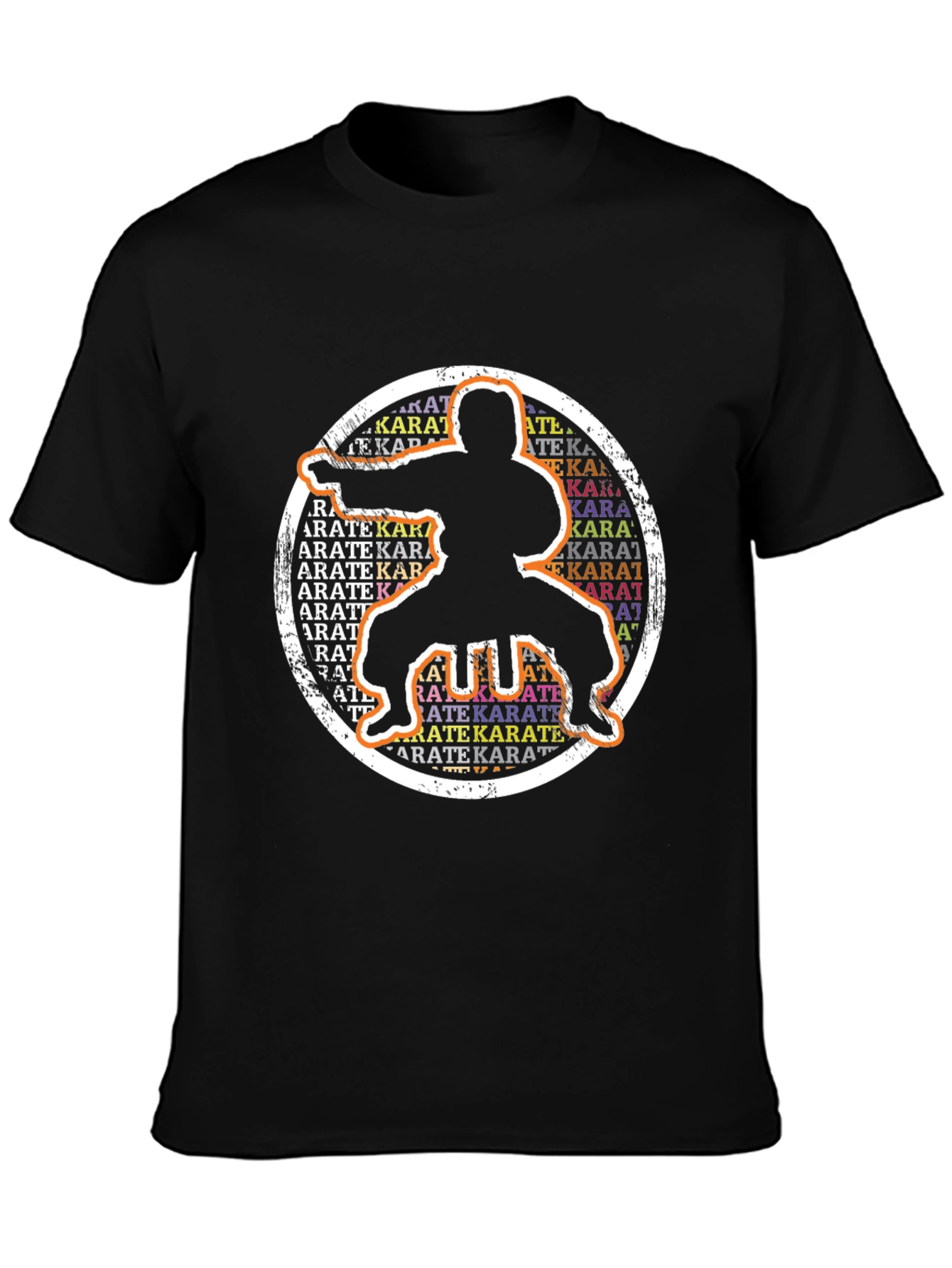 Camiseta Negra Karate Silueta Circular