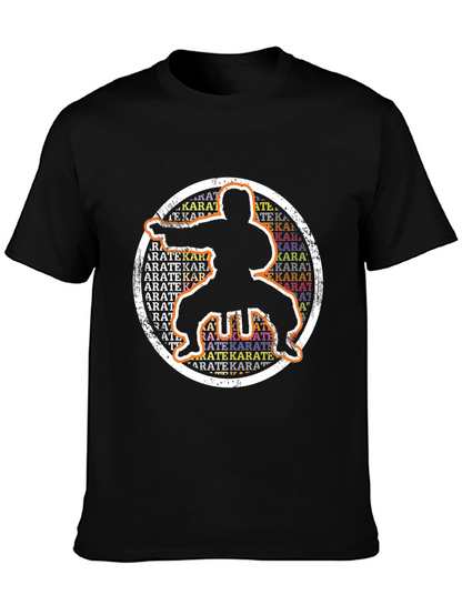 Camiseta Negra Karate Silueta Circular