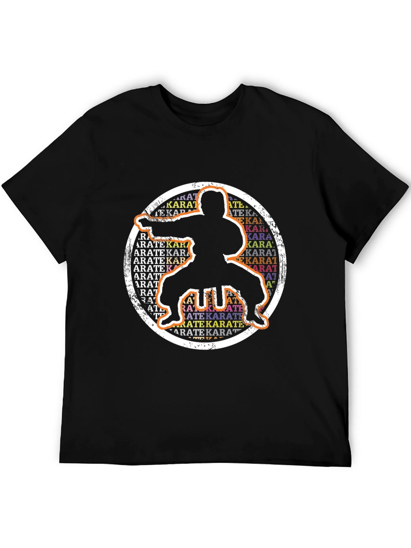 Camiseta Negra Karate Silueta Circular