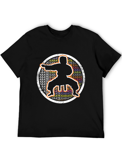 Camiseta Negra Karate Silueta Circular