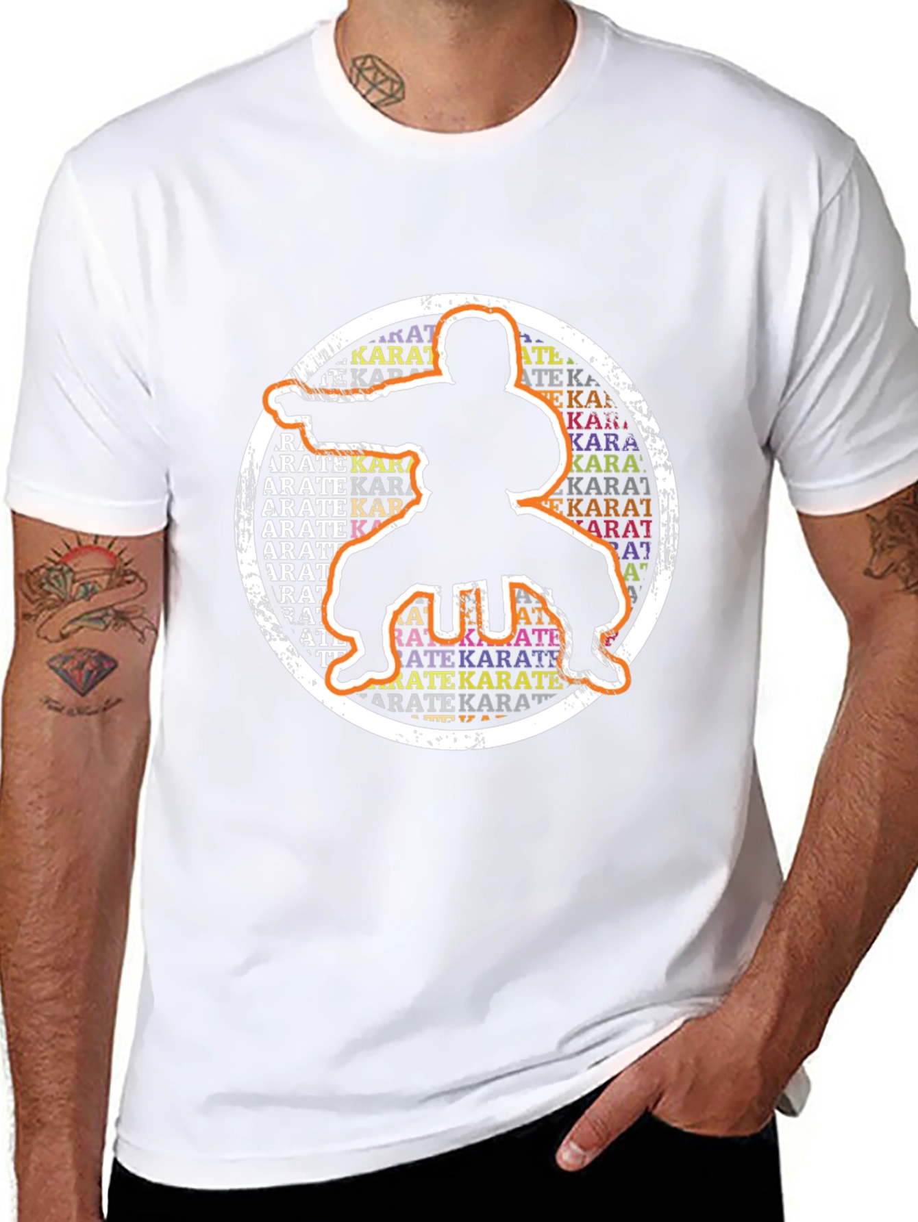 Camiseta Negra Karate Silueta Circular