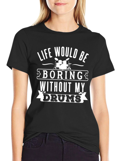 Camiseta Negra Life Without My Drums
