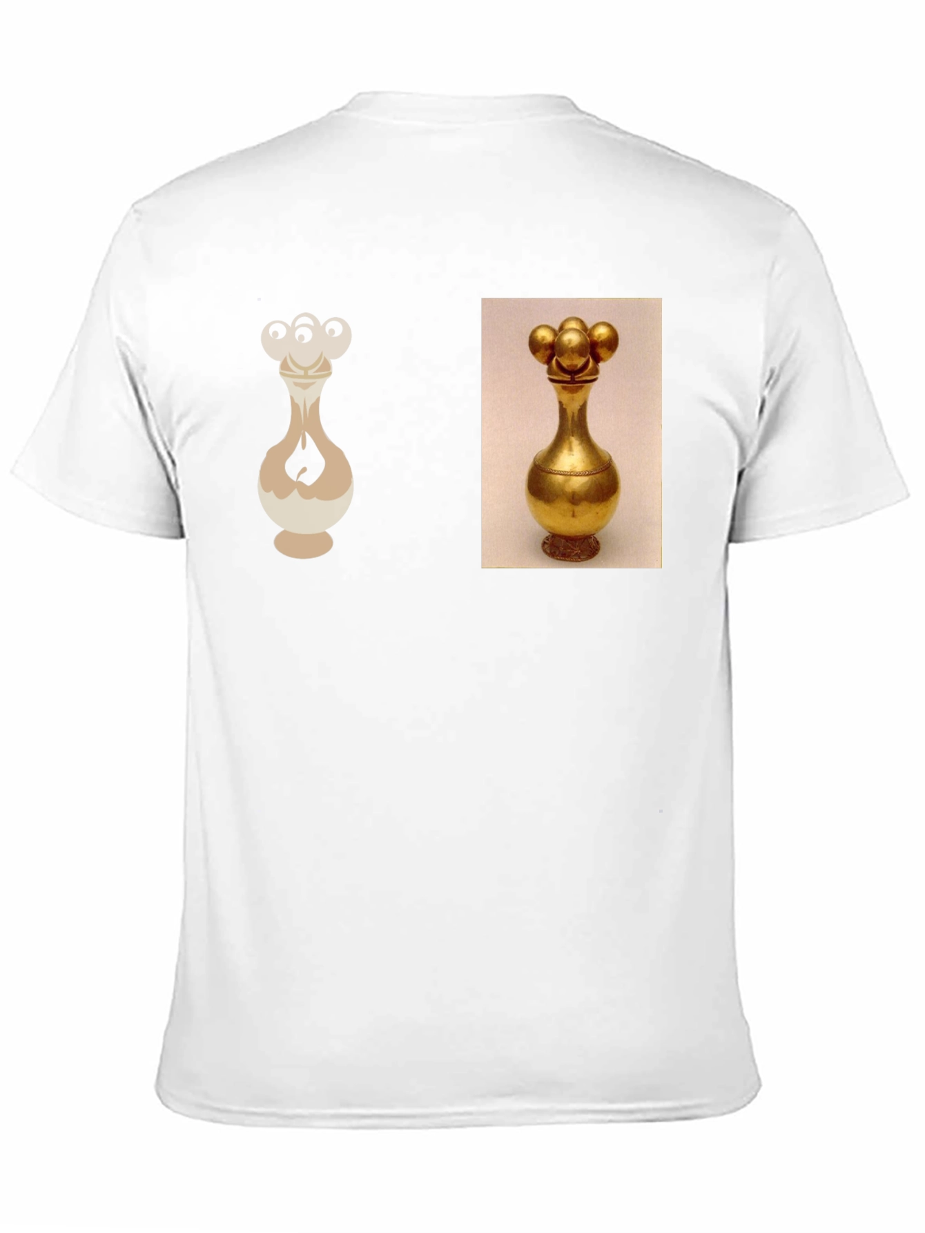 Camiseta Negra con Diseño de Vaso Dorado