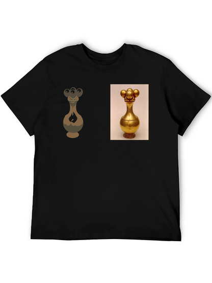 Camiseta Negra con Diseño de Vaso Dorado