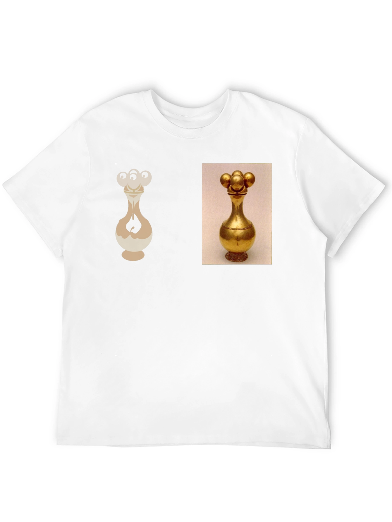 Camiseta Negra con Diseño de Vaso Dorado