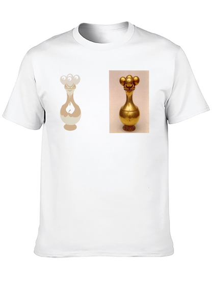 Camiseta Negra con Diseño de Vaso Dorado