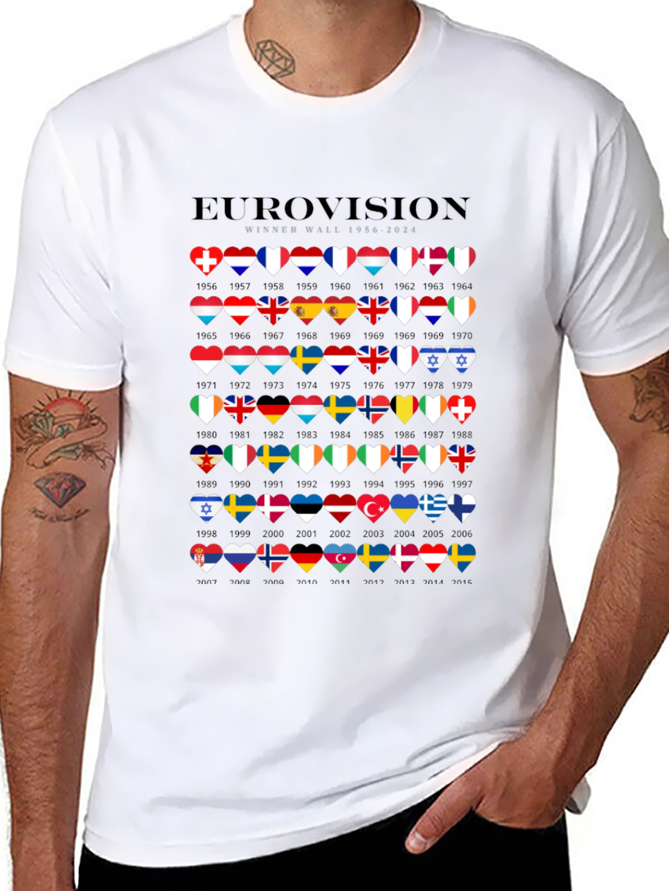 Camiseta Negra Eurovision Winner Wall 1956-2024
