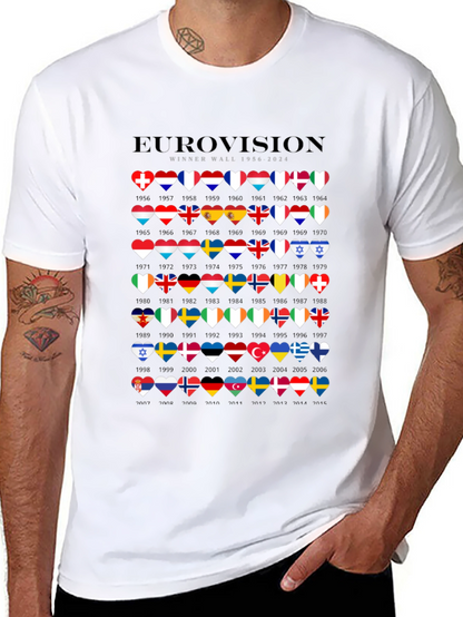 Camiseta Negra Eurovision Winner Wall 1956-2024