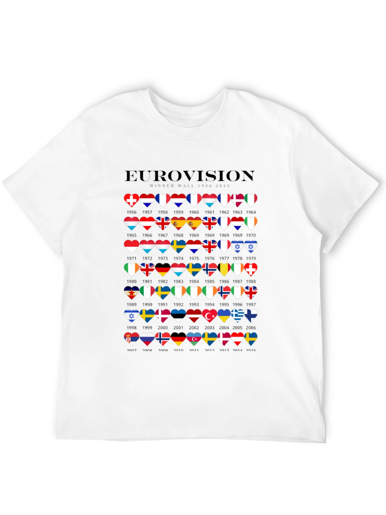 Camiseta Negra Eurovision Winner Wall 1956-2024