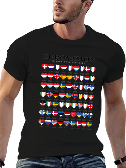 Camiseta Negra Eurovision Winner Wall 1956-2024