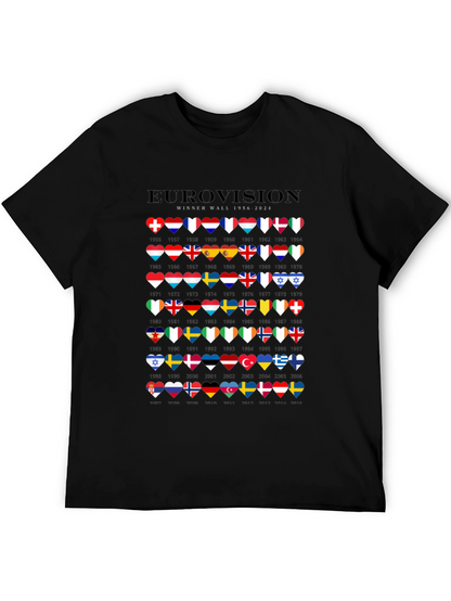Camiseta Negra Eurovision Winner Wall 1956-2024