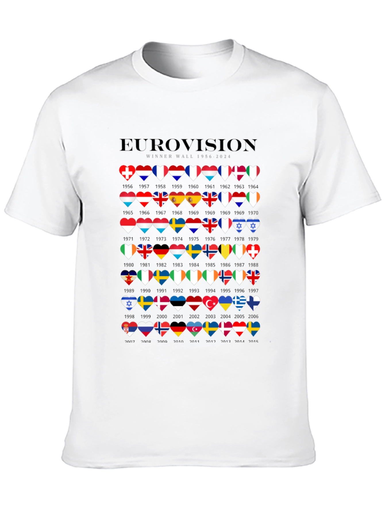 Camiseta Negra Eurovision Winner Wall 1956-2024
