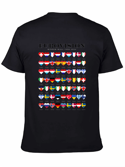 Camiseta Negra Eurovision Winner Wall 1956-2024