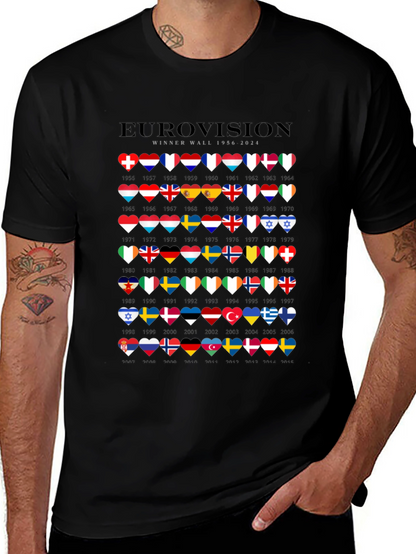 Camiseta Negra Eurovision Winner Wall 1956-2024