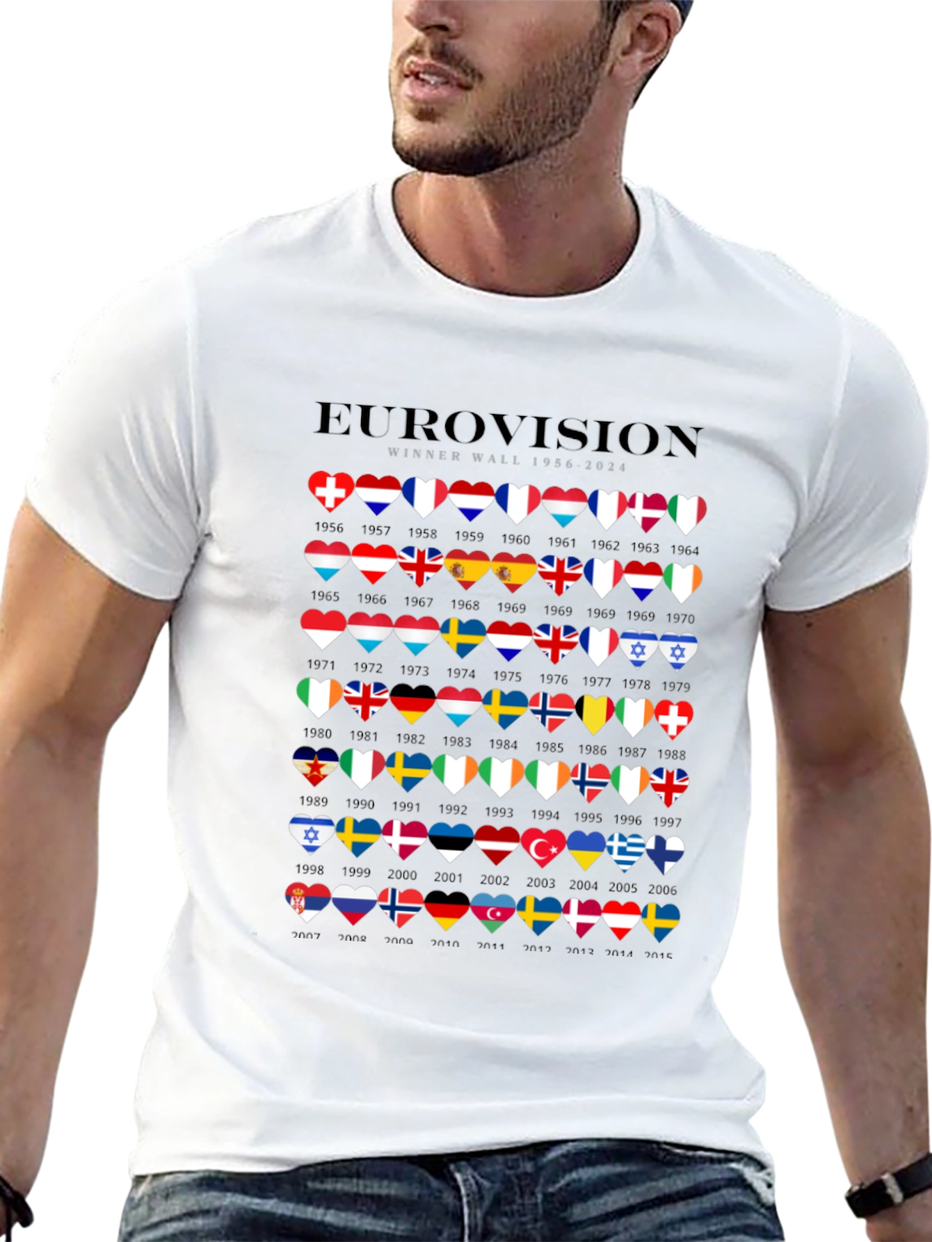 Camiseta Negra Eurovision Winner Wall 1956-2024